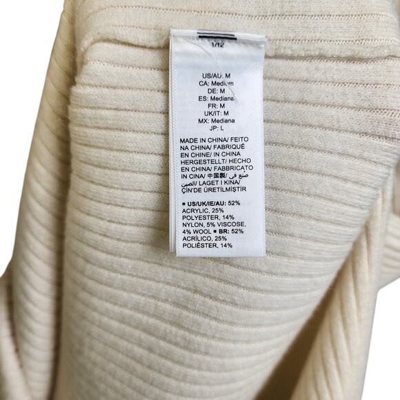 The Drop Womens Renata Rib Midi Dress Size Medium Cream Ribbed Sweater Dress - Picture 5 of 9
